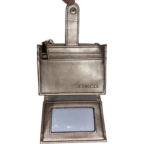 Jen & Co Sam Vegan Leather Wallet - Rose Gold Fold Out ID Card Slots Zip Close - Picture 2 of 9